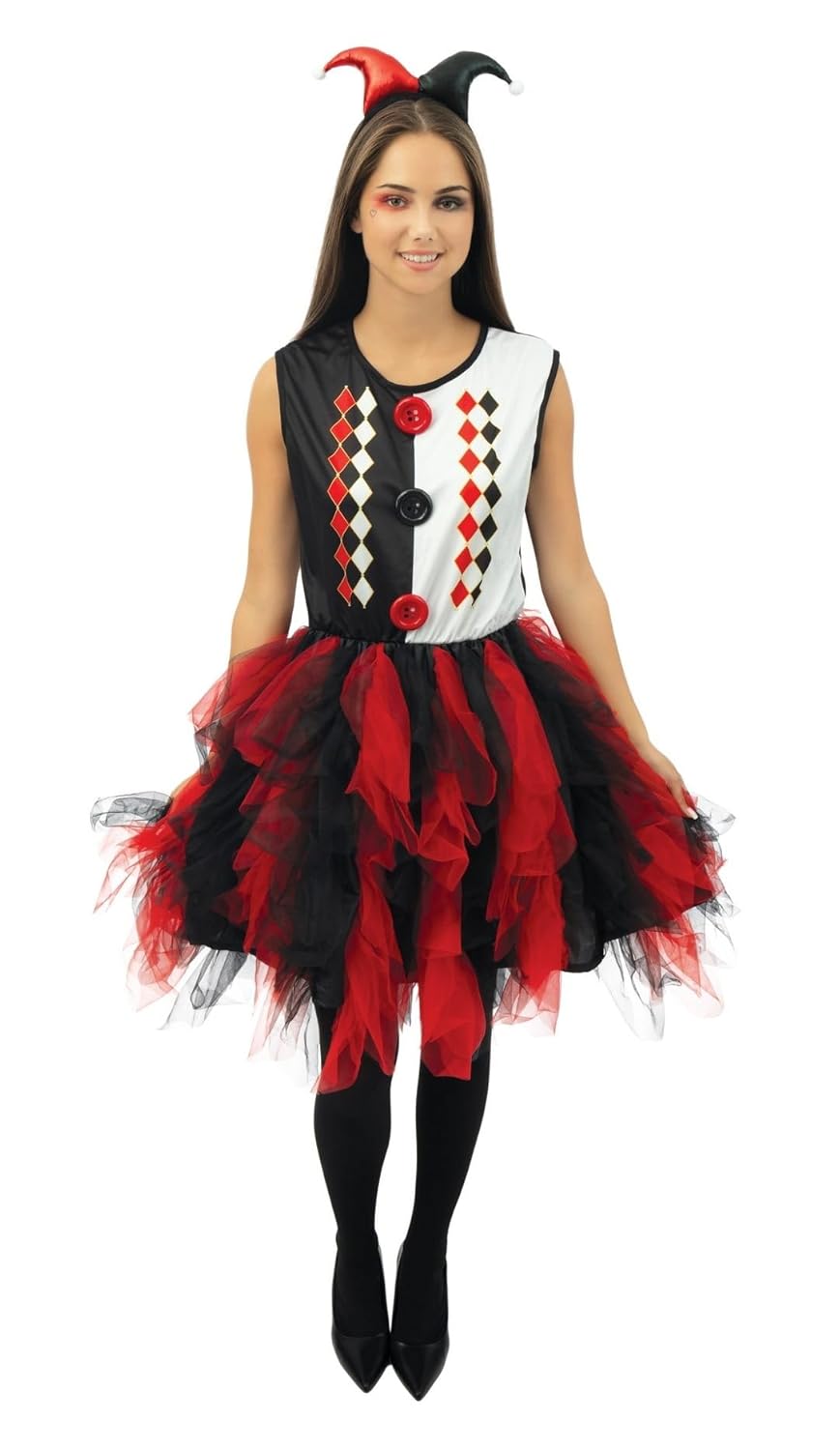 P'TIT CLOWN - Déguisement Arlequin Femme avec Froufrou - Costume Halloween Adulte Halloween, Fêtes Costumées, Soirée Déguisées (XS)