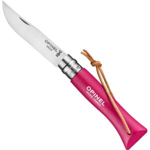 Opinel N°06 Couteau Framboise Avec Lien Cuir