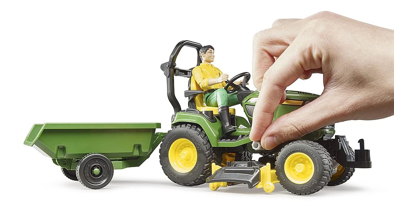 BRUDER Bworld John Deere — Tracteur à gazon 1:16 avec remorque – Image 5