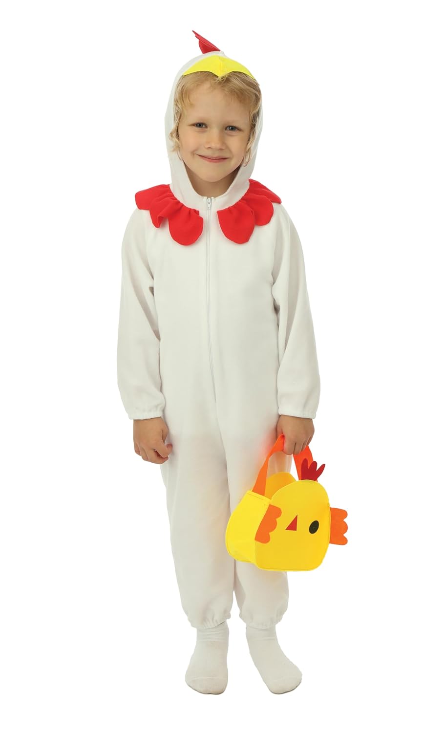 P'TIT CLOWN - Déguisement Pâques Enfant - Costume Lapin - Costume Poussin - Unisexe - Parfait pour Paques, Anniversaires, Carnaval, Cosplay (Costume poussin, 5-6 ans)