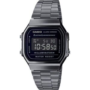 Casio Montre Quartz Unisexe 36.00mm avec Cadran LCD Digitale et Bracelet en Bracelet en Acier Noir A168WEGG-1BEF