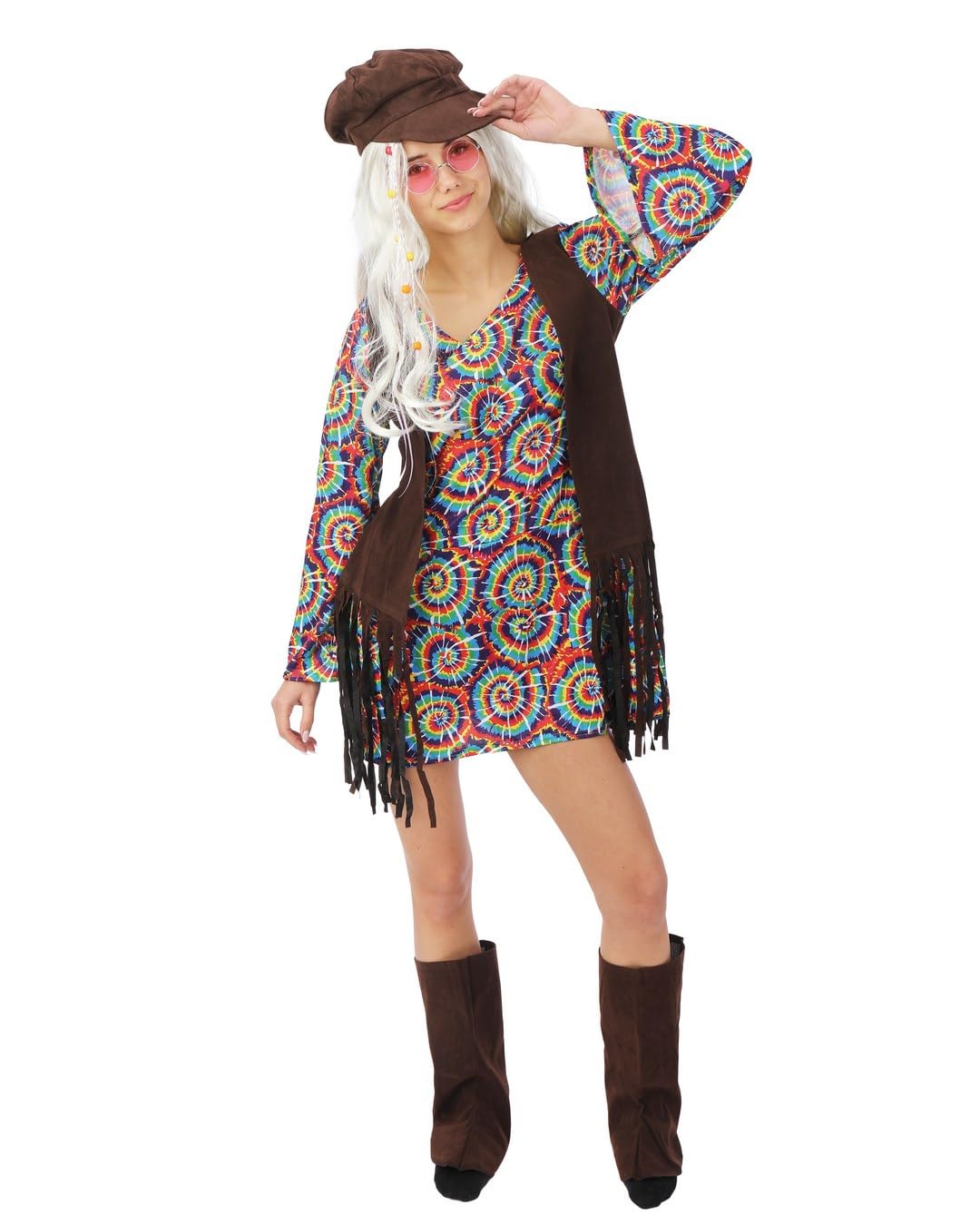 P'TIT ClOWN - Costume Hippie Homme - Déguisement pour Adulte - Parfait pour Carnaval, Fêtes Costumées, Soirées à Thème, Années 70, Woodstock, Disco, Peace and Love, Festival,Déguisement Retro
