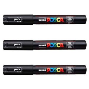 Posca Lot de 3 marqueurs PC-1M Uni-Ball (gamme complète de 22 couleurs disponibles)