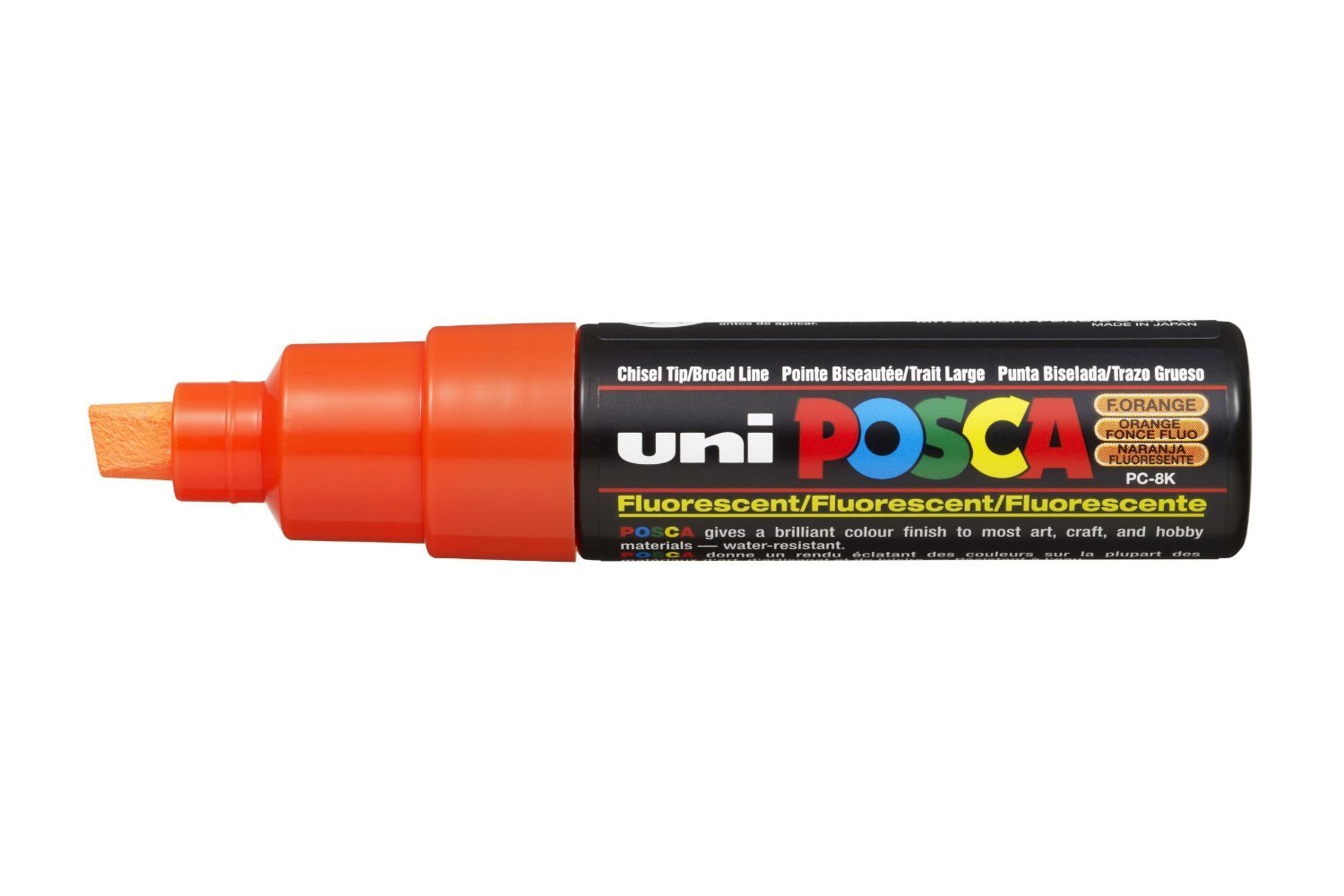UNI-BALL Marqueur Pte large biseautée POSCA PC8K 8mm Orange Fluo