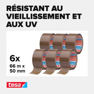 Alternative view of tesapack 64014 en Paquet de 6 - Ruban Adhésif à déroulement silencieux pour Emballage des Colis et des Boîtes d'Expédition - Marron - 6 Rouleaux de 66 m