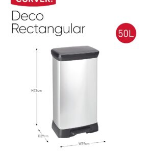 Alternative view of CURVER Decobin — Poubelle à pédale rectangulaire 50L