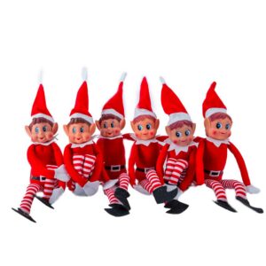 SPARKLERS CLUB Lutin Farceur de Noel Elf 3 Garcons & 3 Filles, Lot de 6 Elfes en Peluche, idéal pour préparer Noel Enfants et Adultes - Petit Lutin Coquin, Figurine ludique et Souple Magie de Noel