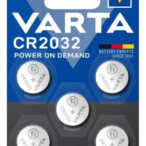 VARTA Piles Bouton CR2032, lot de 5, Power on Demand, Lithium, 3V, emballage sécurisé pour les enfants, pour petits appareils électroniques - clés de voiture, télécommandes, balances