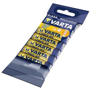 VARTA Piles AAA, lot de 8, Longlife, Alcalines, 1,5V, adaptées aux télécommandes, réveils, radios, horloges murales, Made in Germany