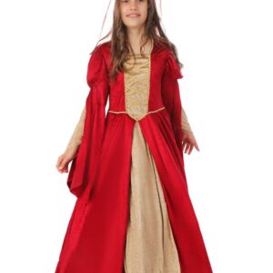 P'TIT CLOWN - Déguisement Princesse Enfant - Robe Parfaite pour Carnaval, Fêtes Costumées et Évènements à Thème (Rouge, 10-12 ans)