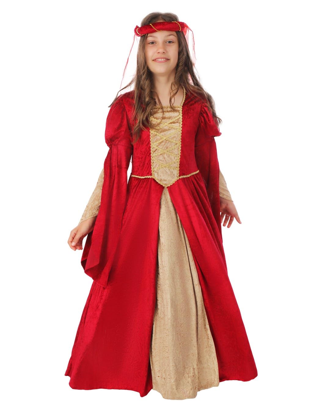 P'TIT CLOWN - Déguisement Princesse Enfant - Robe Parfaite pour Carnaval, Fêtes Costumées et Évènements à Thème (Rouge, 5-6 ans)