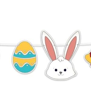 P'tit Clown - 23840 - Guirlande de Pâques - Décoration de Paques - Lapins, Oeufs, Carottes - Carton - Multicolore - 3,60m