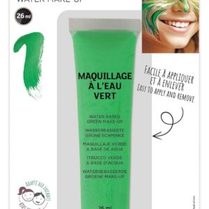 P'TIT CLOWN - Fard à l'Eau avec Pinceau - Maquillage Déguisement - Make-up - Adulte - Peinture Visage - Lavable - Non Toxique - Halloween, Carnaval, Anniversaire, Cosplay, Kermesse (Vert)