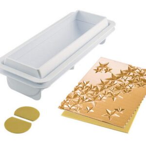 silikomart | STARLIGHT BÛCHE, Kit composition 1 Bûche en plastique, 1 Base en plastique, 2 Têtes en Silicone platine, 2 Tapis en Silicone platine, Design 3D, 250 x 80 mm, h 67 mm, Made in Italy