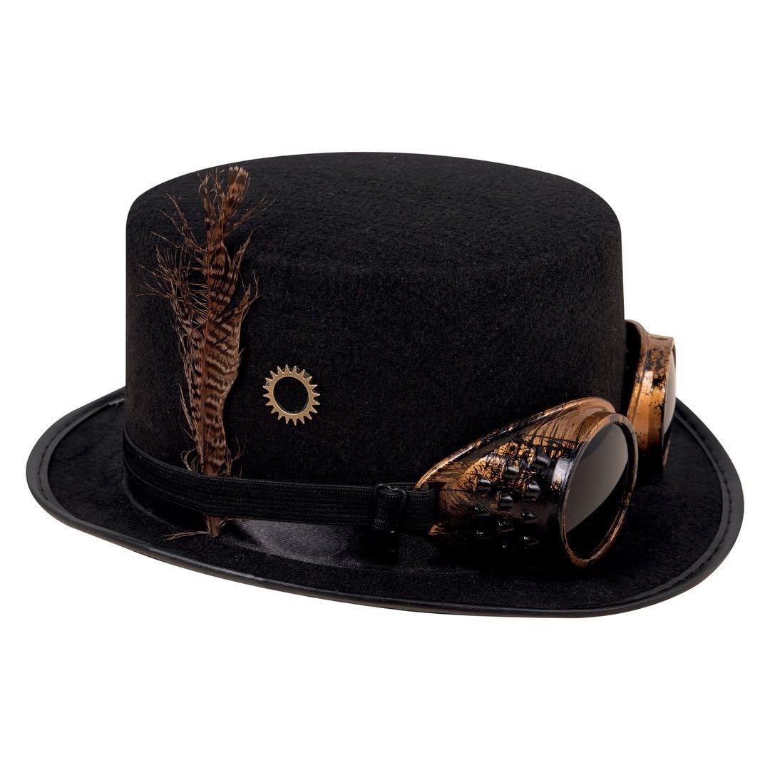 P'tit Clown re95840 - Chapeau Haut de Forme Steampunk avec Lunettes
