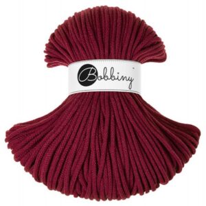 Bobbiny Cordon macramé tressé de qualité supérieure - 5 mm - Rouge vin - 90,6 m - 100,6 m (100% Coton recyclé)