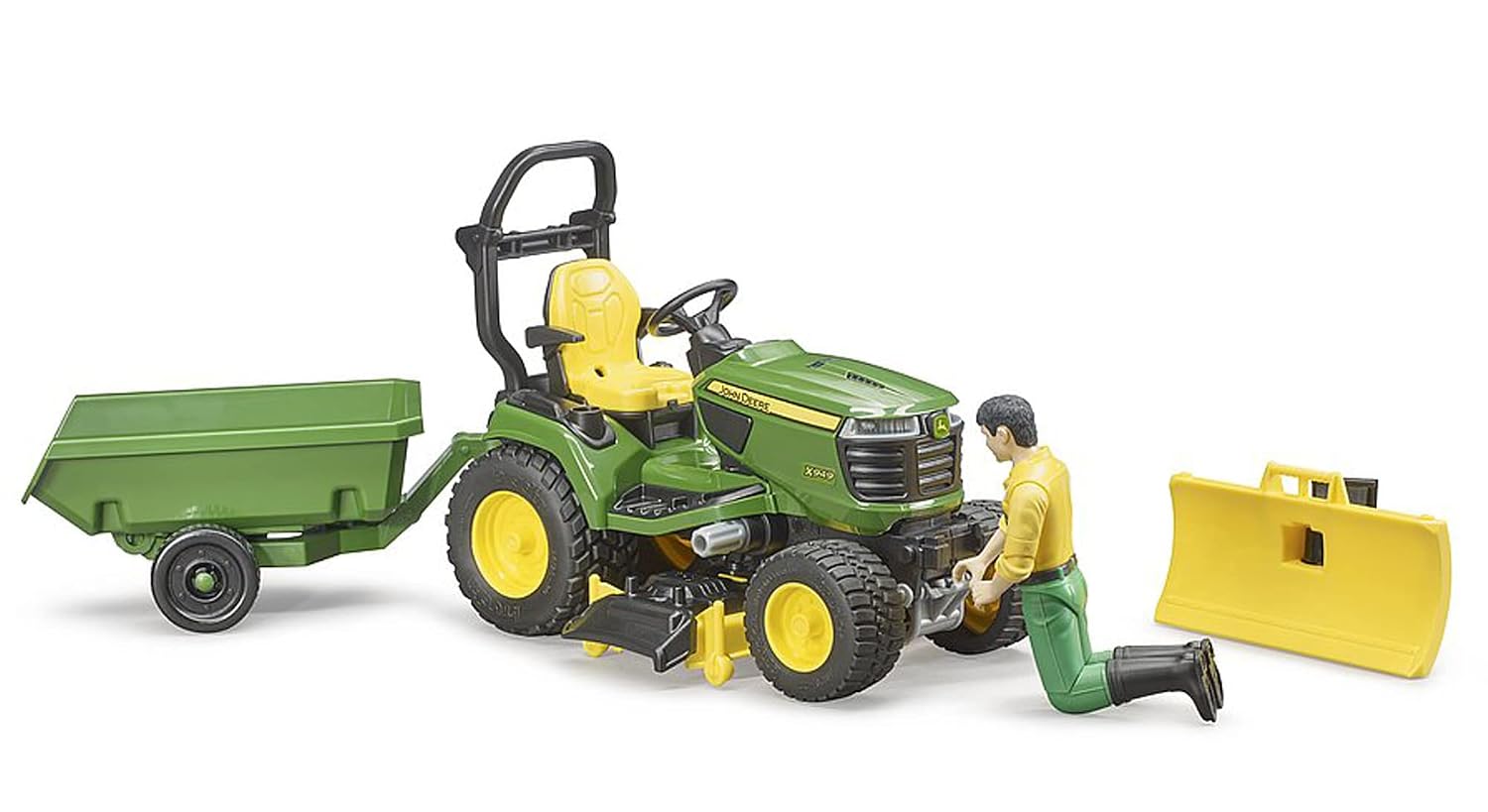 BRUDER Bworld John Deere — Tracteur à gazon 1:16 avec remorque – Image 3