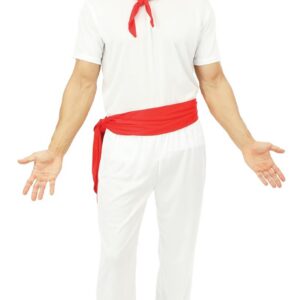 P'TIT CLOWN - Costume Feria Adulte - Béret Basque, T-shirt, Pantalon, Bandana, Ceinture - Déguisement Complet pour Carnaval, Fêtes Costumées et Évènements à Thème - Polyester - Blanc, Rouge (S-M)