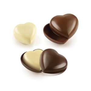 Silikomart | Kit 2 Moules en silicone THERMOFORMÉS, Forme Secret Love, Dimensions 123 x 115 h 44mm + 93 x 99 h 36mm