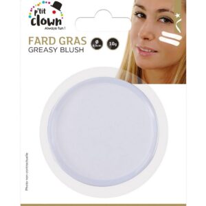 P'TIT CLOWN - 91014 - Fard Gras Blanc - 10 g - Ø 6,5 cm - Pallete de Maquillage Déguisement Adulte - Make-up - Peinture Visage - Lavable - Non Toxique - Carnaval, Halloween, Anniversaire, Cosplay
