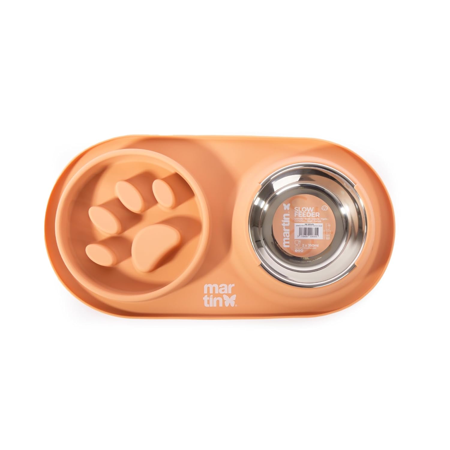 Gamelle Anti-Glouton en Silicone et INOX pour Chien - 350 ML - Bol INOX Amovible + Silicone Alimentaire, Digestion améliorée, Lave-Vaisselle, Micro-Ondes, congélateur - 4 Coloris (Jaune)
