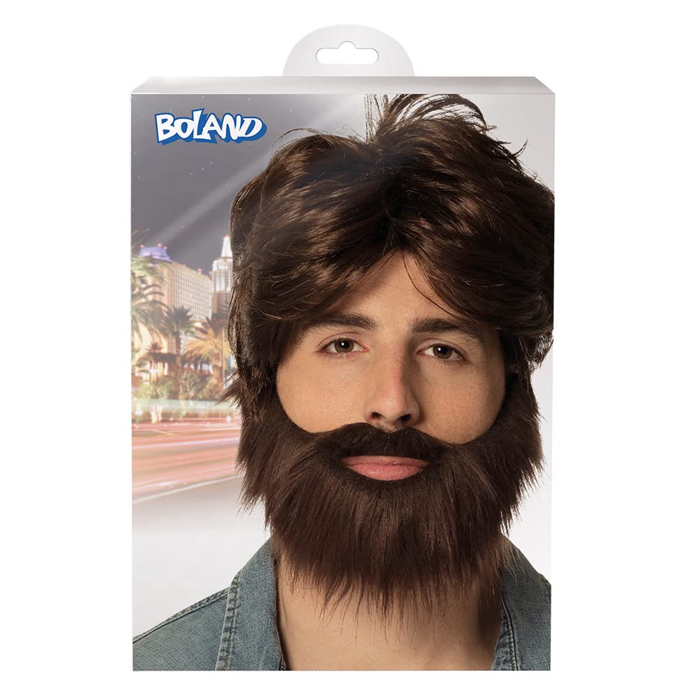 BOLAND — Perruque Dude avec barbe brune – Image 2