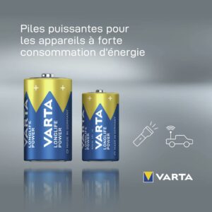 Alternative view of VARTA Piles D Mono, lot de 4, Longlife Power, Alcalines, 1,5V, pour jouets, souris sans fil, lampes de poche, Made in Germany