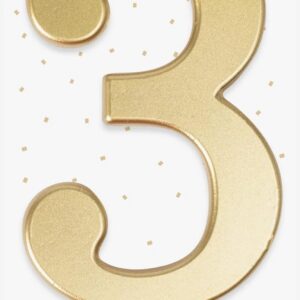 Alternative view of P'TIT CLOWN — Bougie Géante Anniversaire Chiffre 3 Or 13 cm
