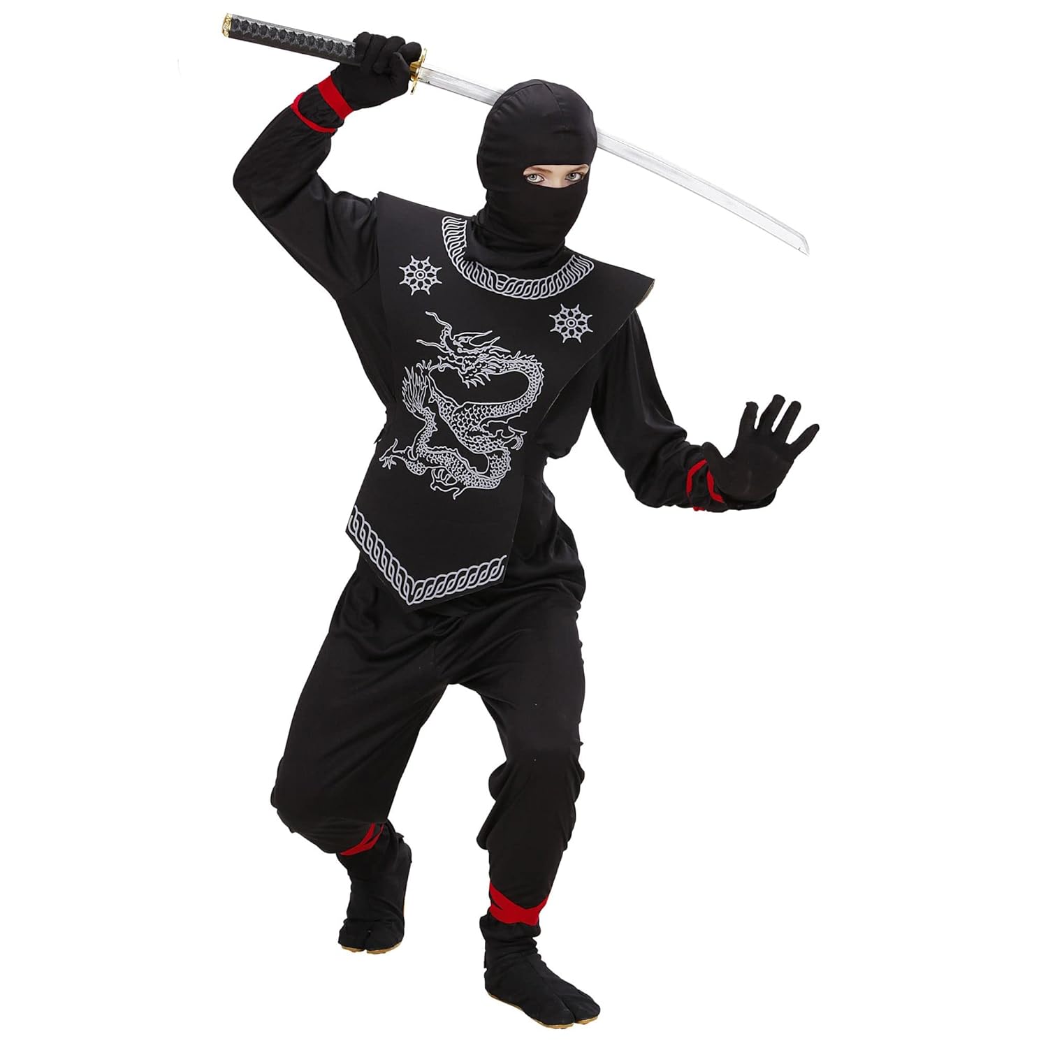 W WIDMANN MILANO Party Fashion - Costume enfant Black Ninja, Samouraï, Guerrier, Combattant, Costumes de Carnaval