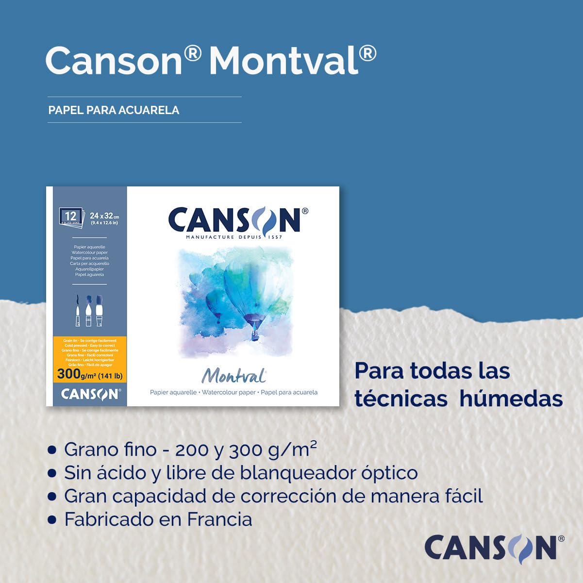 CANSON Montval — Bloc papier aquarelle grain fin 30 x 40 cm – Image 6