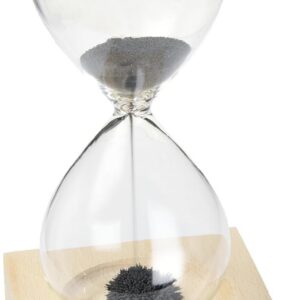 Sablier avec Sable magnétique, Hauteur env. 16 cm, autonomie 1 Minute, Base en Bois avec Aimant