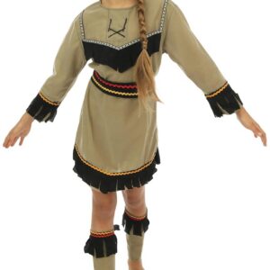P'TIT CLOWN - 81144 - Déguisement Enfant Luxe Indienne - Native American Girl Suit - Costume pour Carnaval, Fêtes et Evènements à Thèmes, Halloween, Soirées Costumées, Anniversaire - Taille 5/6 ans