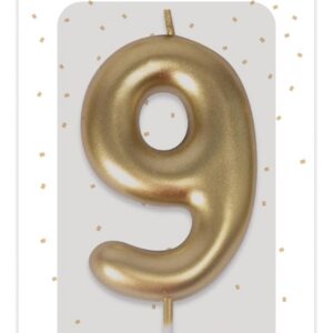 P'TIT CLOWN - Bougie Anniversaire Numérotée - Parfaite pour Décoration Gâteau - Fête Enfant, Adulte, Birthday Party (Or, 9)