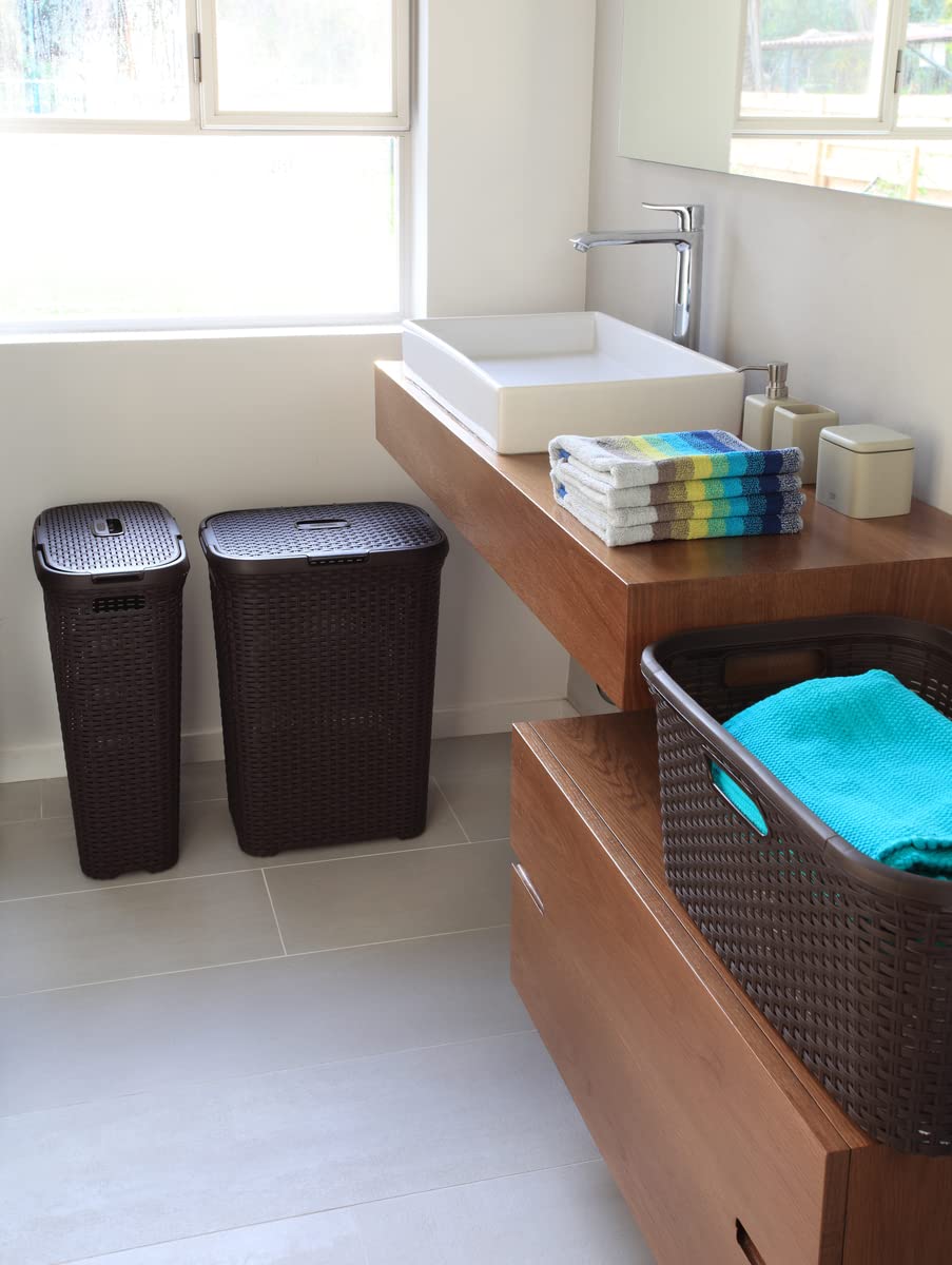 CURVER — Panier à linge 45L aspect rotin anthracite – Image 3