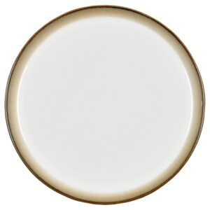 BITZ Assiette, assiette creuse, assiette plate en grès, 27 cm de diamètre, gris/crème