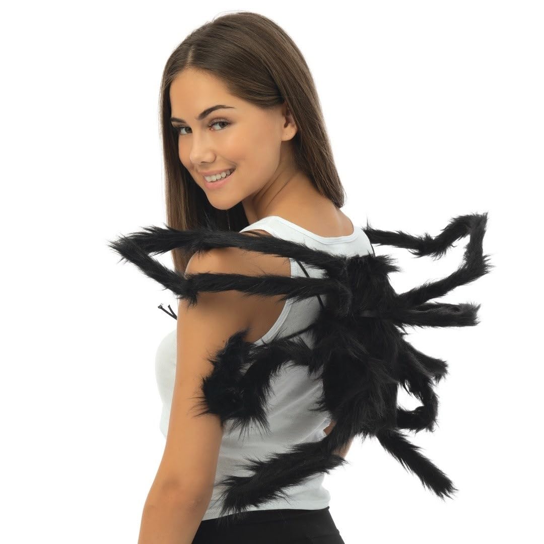 P’TIT Clown - 23639 - Grande Araignée à Porter sur Le Dos - Accessoire Déguisement Halloween Effrayant - Style Gothique - Idéal Costume Monstre, Sorcier, Créature - H. 40 cm × L. 30 cm