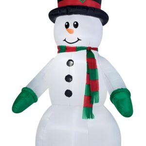 P'TIT CLOWN - 91923 - Bonhomme de Neige Gonflable et Lumineux - Usage Intérieur et Extérieur - Christmas Inflatable Snowman and Luminous - pour Une Décoration de Noël Réussie - 4 LEDs - H: 2,40 m
