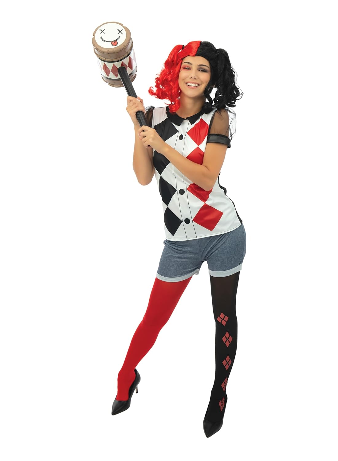 P'TIT CLOWN - 23506 - Costume arlequin - noir, rouge - femme - L/XL