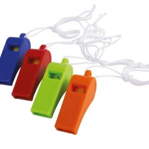 P'TIT Clown - 22114 - Lot de 4 Sifflets de Sports avec Cordon - 4Pcs Whistles - Carnaval, Evènement Sportif, Sauveteur, Randonnée, Ecole - Supporter, Entraîneur, Arbitre - Plastique - 4 Couleurs