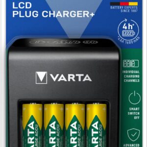 Varta Chargeur Plug pour Batteries Rechargeables AA/AAA 9 V Inclus Port USB/4 Batteries AA 2100 mAh 57687101441