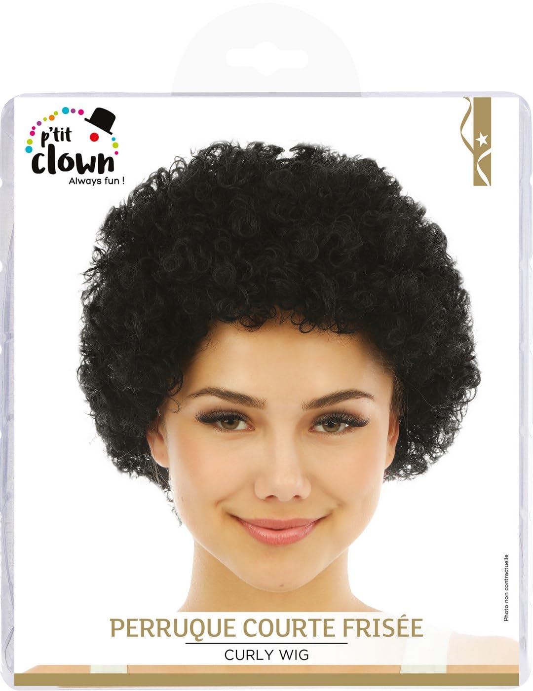 P'TIT CLOWN — Perruque Courte Frisée Noire – Image 4