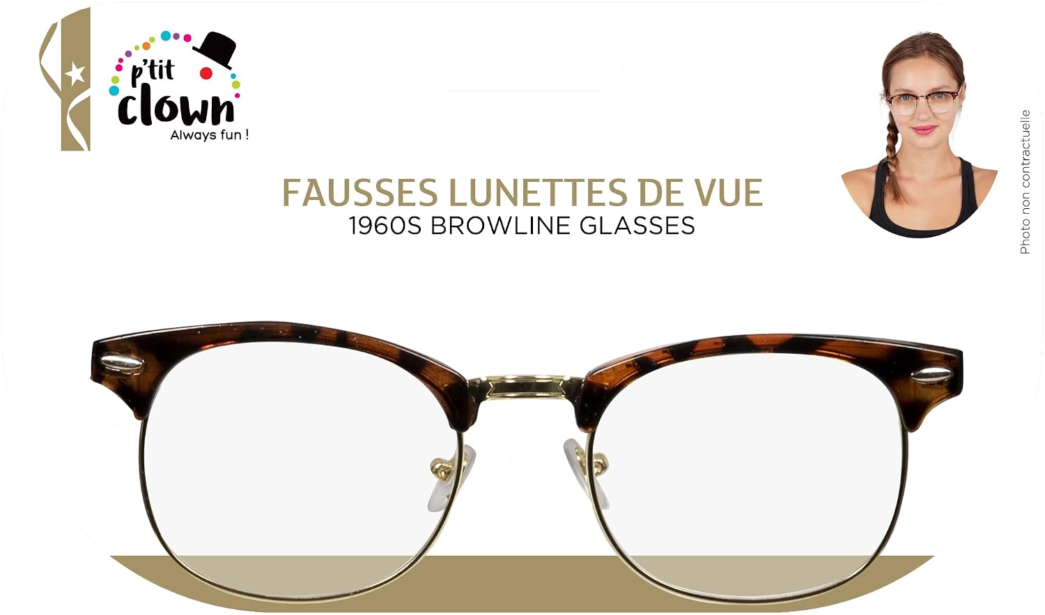 P'TIT CLOWN — Fausses Lunettes de Vue Adulte Marron – Image 2