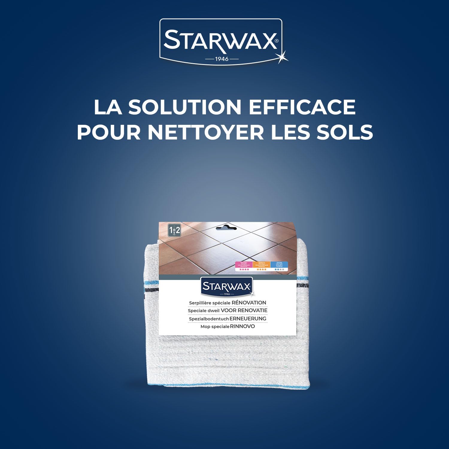 STARWAX - Serpillère Gaufrée pour Tous types de Sols Intérieurs Lot de 3 - spécial Rénovation - Très Absorbante et Résistante - Ne Peluche Pas - Conception Française - Grande Taille (50x100cm) – Image 4