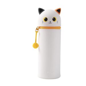 I-TOTAL® - Trousse en Silicone Souple pour l'École, Extensible avec Forme Profilée (Orange Cat)