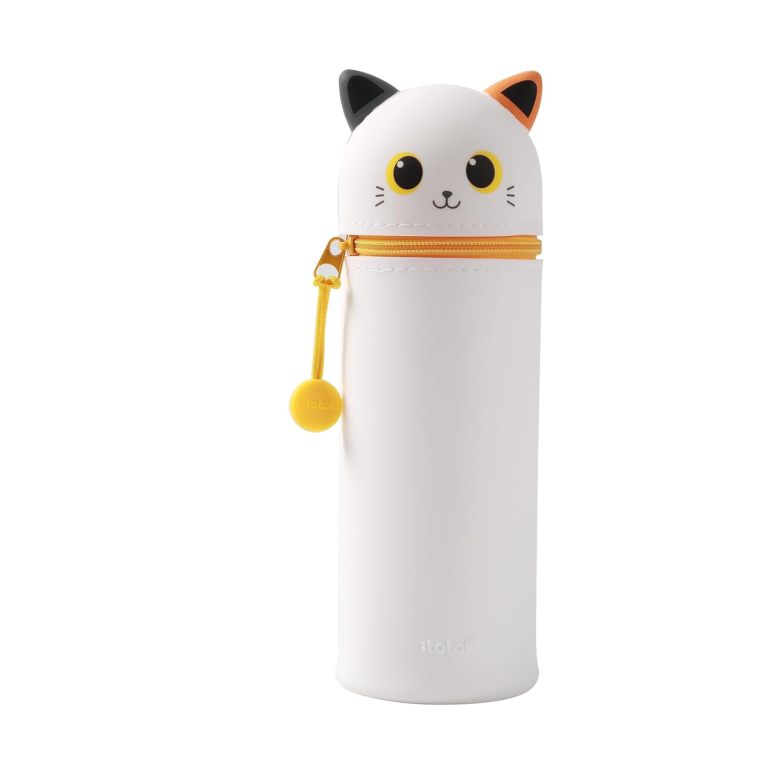 I-TOTAL® - Trousse en Silicone Souple pour l'École, Extensible avec Forme Profilée (Orange Cat)