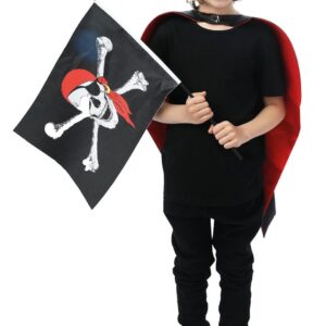 P'TIT CLOWN - Set de Déguisement Enfant - Unisexe - Cape Réversible - Masque Visage - Costume Parfait pour Anniversaire, Carnaval, Cosplay, Fêtes Costumées et Évènements à Thème Pirate, Super-héros