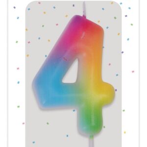 P'TIT CLOWN - Bougie Anniversaire Numérotée - Parfaite pour Décoration Gâteau - Fête Enfant, Adulte, Birthday Party (Multicolore, 4)