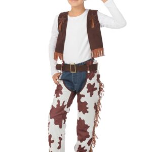 P'TIT CLOWN - Déguisement Cowboy Enfant - Costume Cow girl, Cow boy - Parfait pour Carnaval, Fêtes Costumées et Évènements à Thème - Polyester (Garçon, 7-9 ans)
