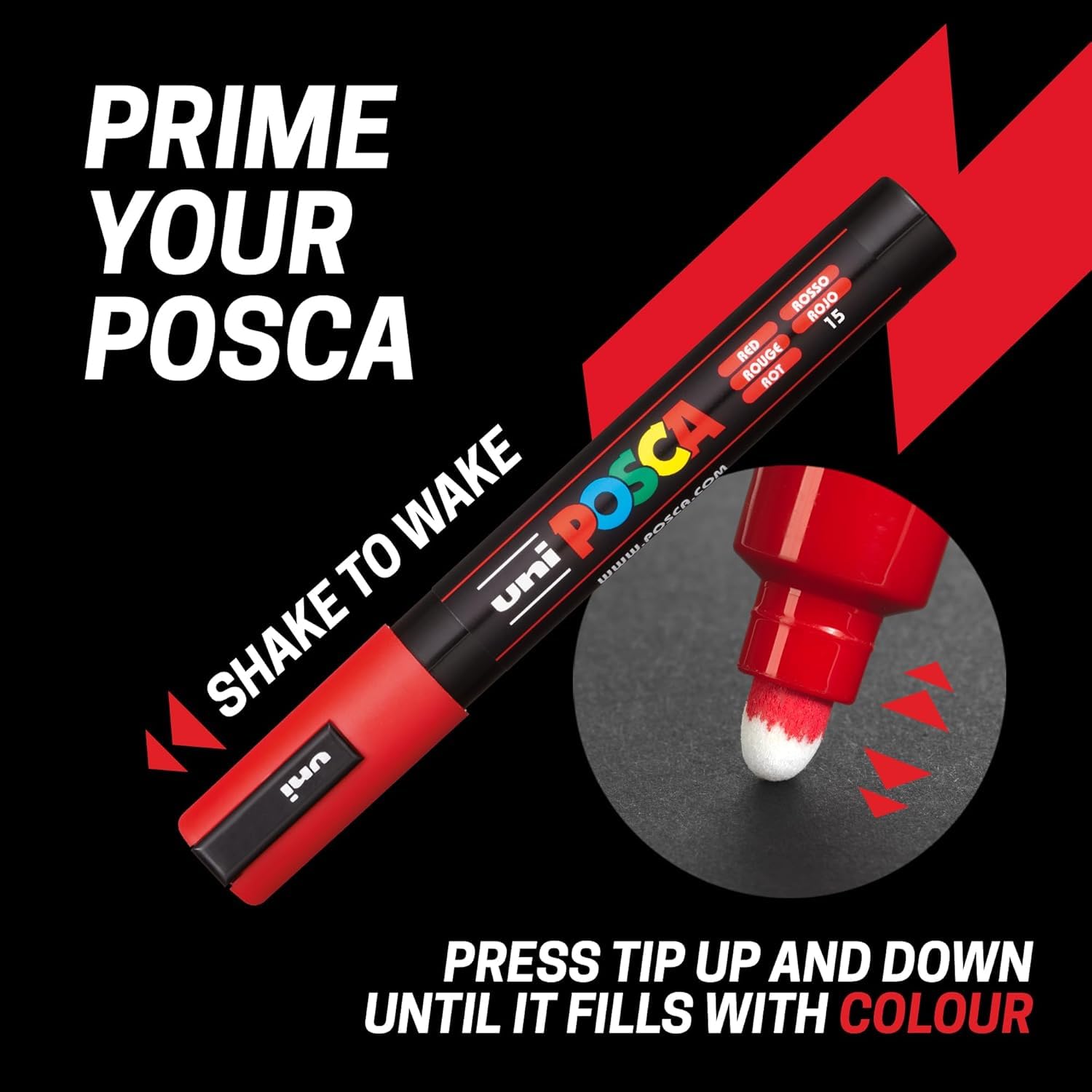 POSCA Lot de 8 stylos (PC-17K, PC-8K, PC-7M, PC-5M, PC-3M, PC-1M, PC-1MR, PCF-350) Blanc – Image 2