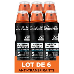 L’Oréal Paris Men Expert Carbon Protect Déodorant Spray 5en1-150ml - Lot de 6